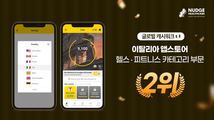 글로벌 캐시워크, 이탈리아 앱스토어서 헬스·피트니스 부문 2위 기록!